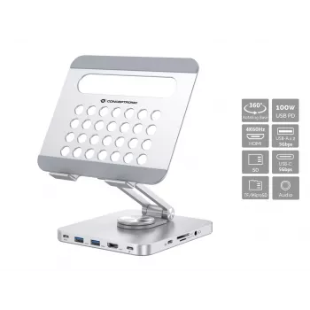 Conceptronic DONN26G, zilver, tablet, multimediastandaard, aluminium, 100 W, MicroSD (TransFlash), SD, SDHC, SDXC