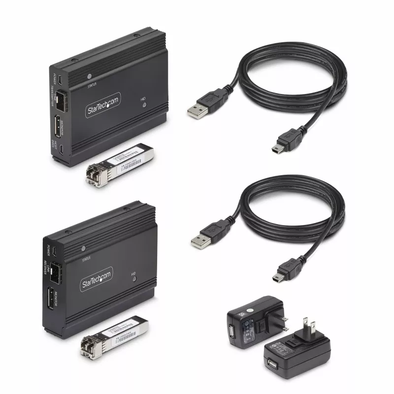 StarTech.com DisplayPort KVM-extender via glasvezel, 4K 60Hz, console-extenderkit, tot 300 m (multimode) met vooraf geïnstalleerde SFP+-modules, 3x USB HID