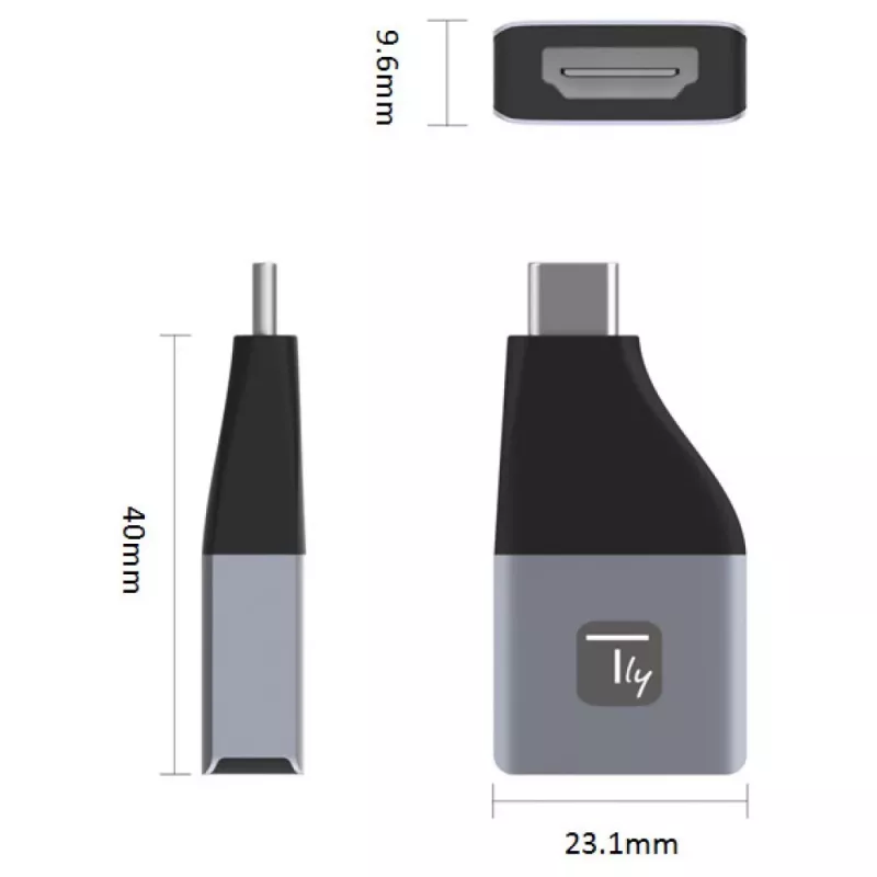 Techly IADAP USBC-HDMI4K USB-grafische adapter 4096 x 2160 pixels zwart, zilver