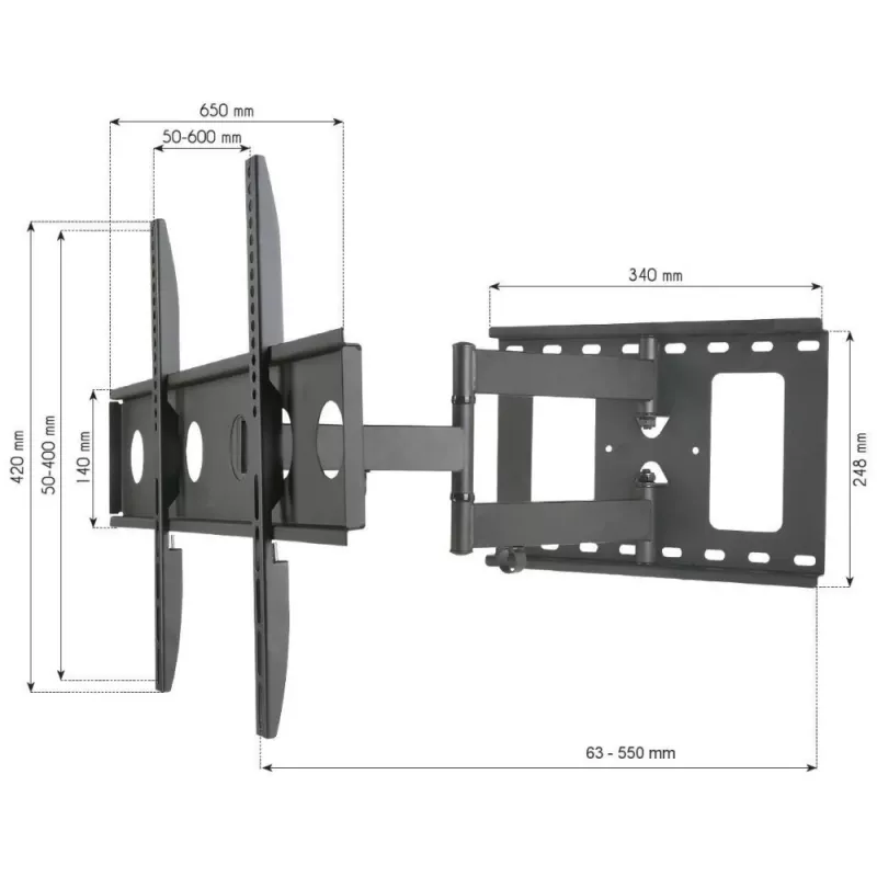 Techly ICA-PLB 148L TV-wandbeugel 165,1 cm (65 inch) zwart