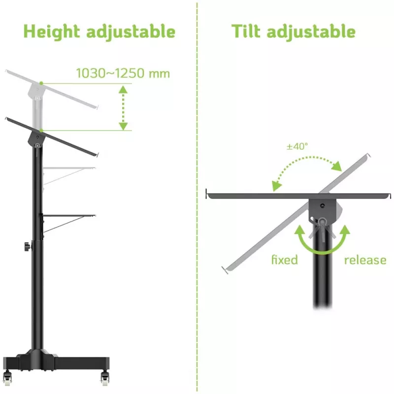 Techly ICA-TB TPM-1BK universele notebook-/projectortrolley, 103-125 cm, zwart