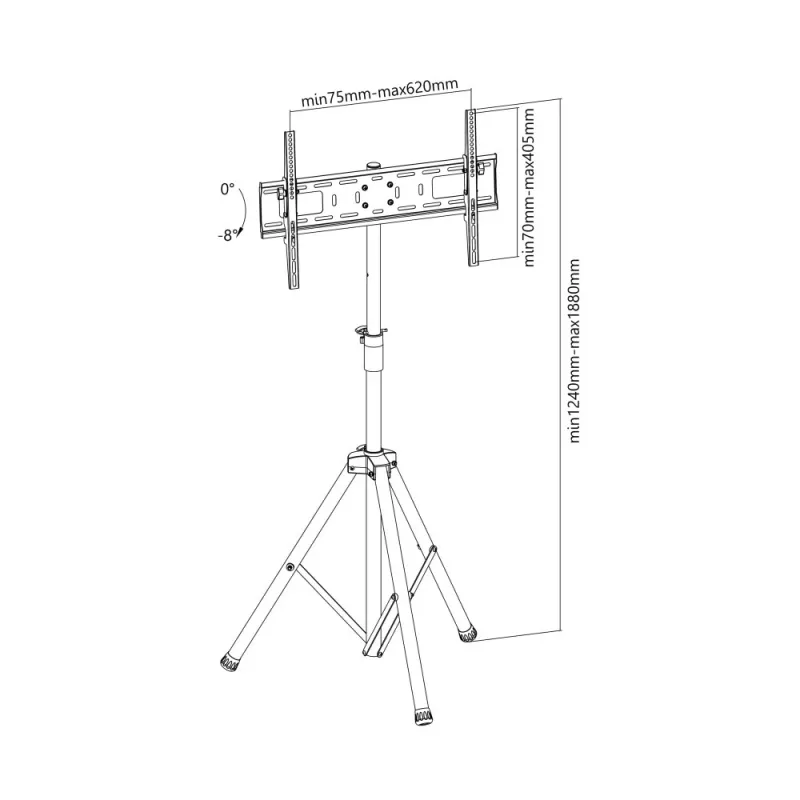 Techly ICA-TR17T wandmontage-displaybeugel 177,8 cm (70 inch) zwart