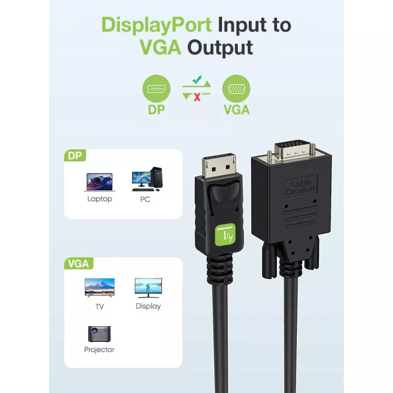 Techly monitor DisplayPort-naar-VGA-kabel 3 m ICOC DSP-V-030