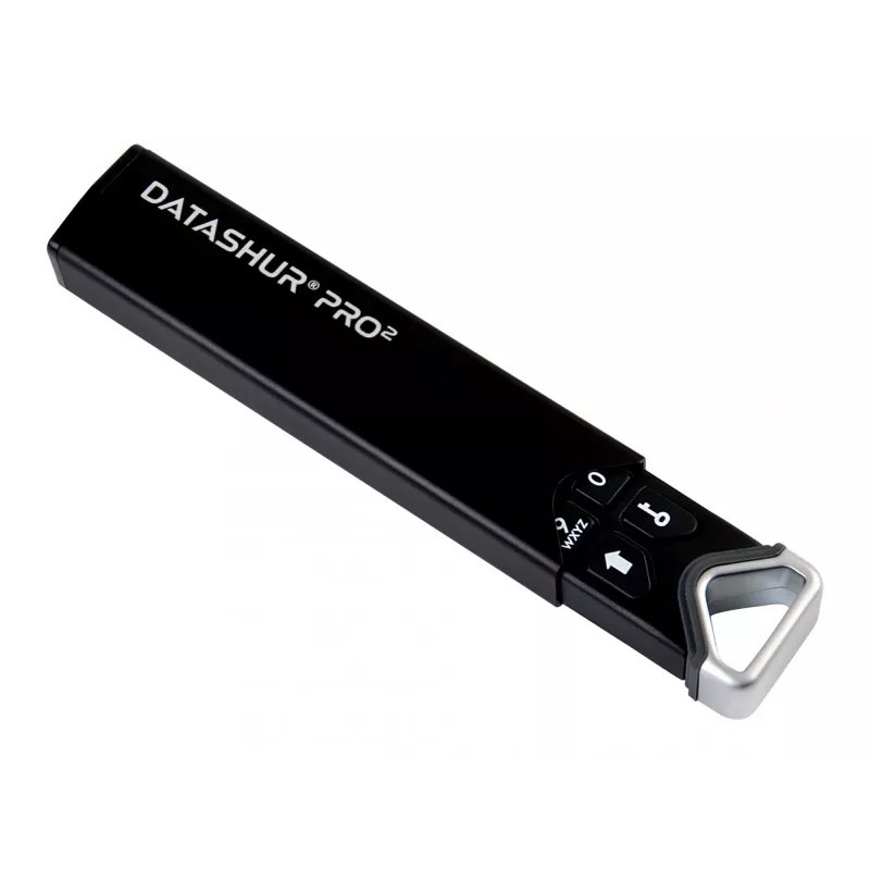 iStorage datAshur PRO2 IS-FL-DP2-256-4 versleutelde USB-stick, 4 GB, USB 3.2 Gen 1 Type-A, AES-XTS 256-bit hardwareversleuteling, leessnelheid 130,3 MB/s, schrijfsnelheid 116,5 MB/s, zwart