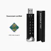 iStorage datAshur PRO2 IS-FL-DP2-256-4 versleutelde USB-stick, 4 GB, USB 3.2 Gen 1 Type-A, AES-XTS 256-bit hardwareversleuteling, leessnelheid 130,3 MB/s, schrijfsnelheid 116,5 MB/s, zwart