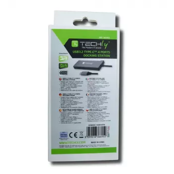 Techly IUSB32C-HUB4HPD laptop-dockingstation/port-replicator bedraad USB 3.2 Gen 2 (3.1 Gen 2) Type-C grijs