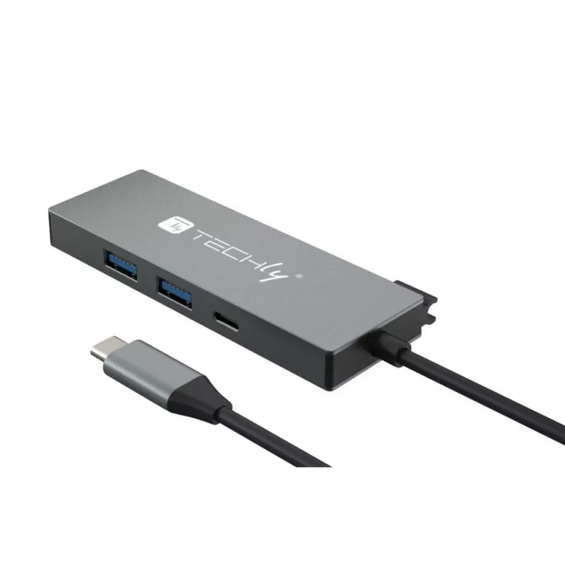 Techly IUSB32C-HUB4HPD laptop-dockingstation/port-replicator bedraad USB 3.2 Gen 2 (3.1 Gen 2) Type-C grijs