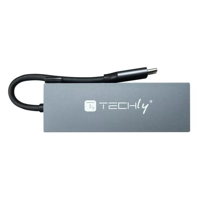 Techly IUSB32C-HUB4HPD laptop-dockingstation/port-replicator bedraad USB 3.2 Gen 2 (3.1 Gen 2) Type-C grijs