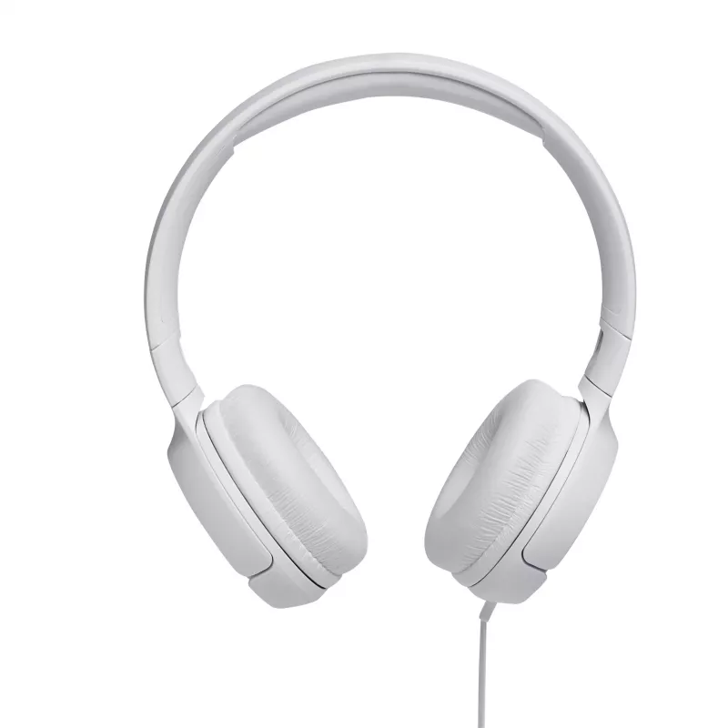 JBL Tune 500 JBLT500WHT on-ear-koptelefoon, bedraad, microfoon, klittenvrije platte kabel, wit