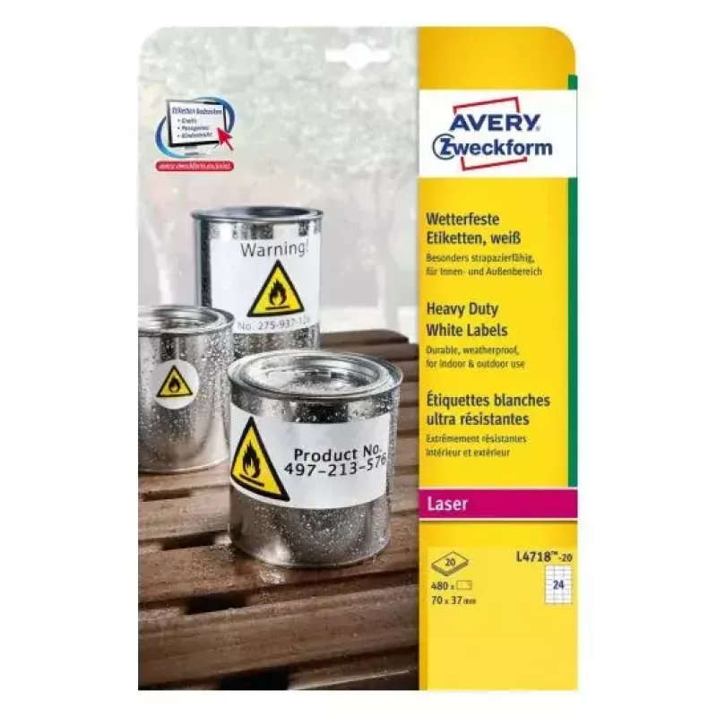 Zelfklevende etiketten AVERY L4718REV-20