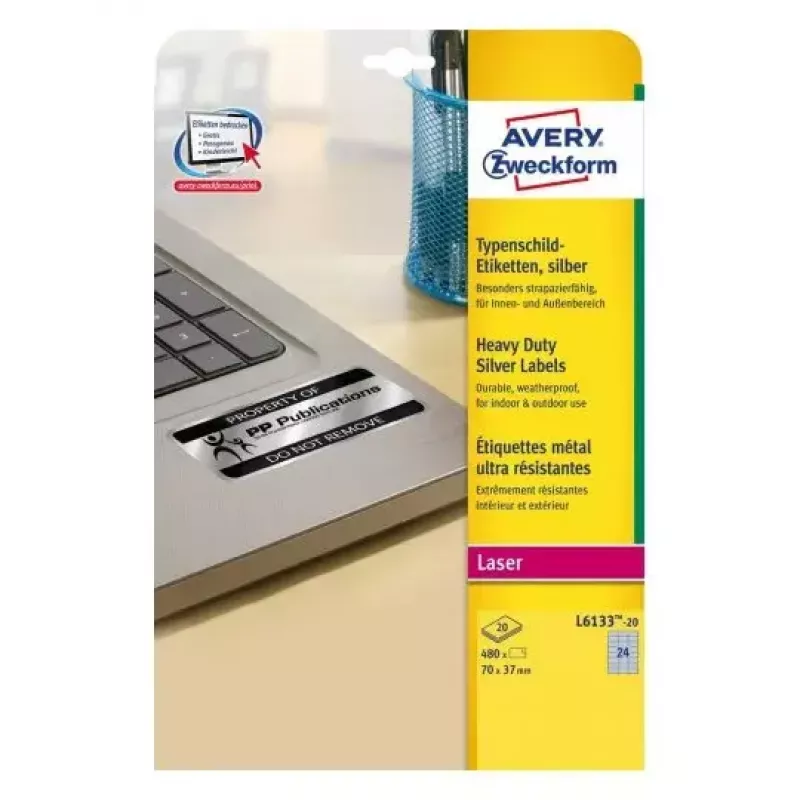 Zelfklevend etiket voor printer Avery L6133-20