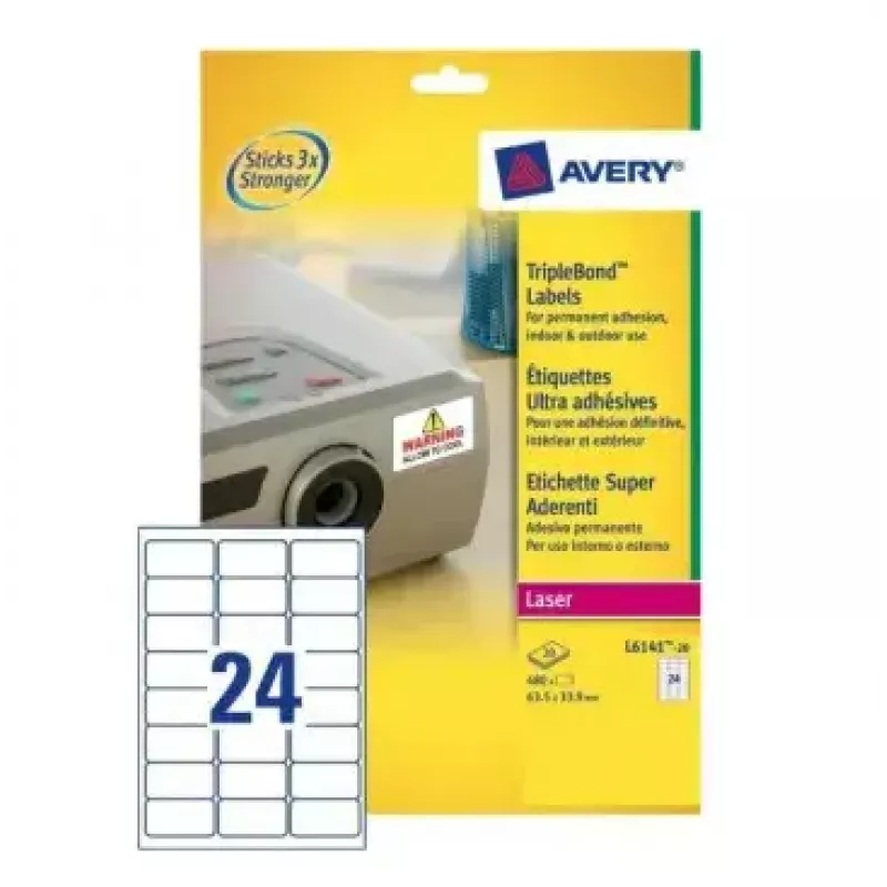 Zelfklevend printeretiket Avery L6141-20