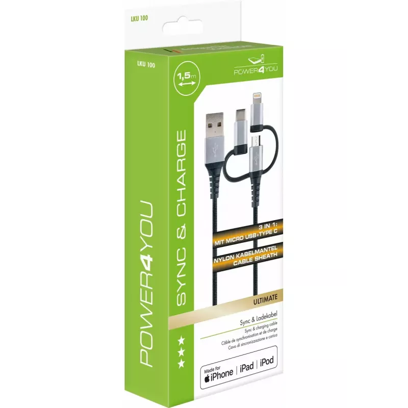 USB-kabel Schwaiger LKU 100 1,5m USB 2.0 A Micro-USB B zwart zilver