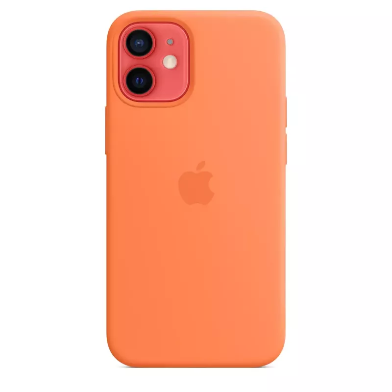 Hoesje Apple iPhone 12 mini siliconen case met MagSafe kumquat