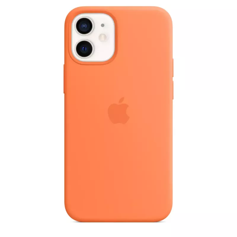 Hoesje Apple iPhone 12 mini siliconen case met MagSafe kumquat