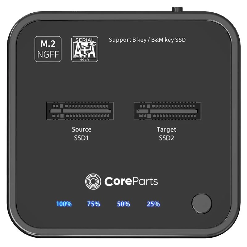 CoreParts MS-CLONER-SATA dockingstation USB 3.2 Gen 2 (3.1 Gen 2) Type-C zwart