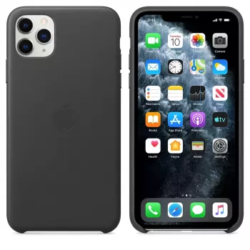 Cover Apple iPhone 11 Pro Max Leder Case zwart