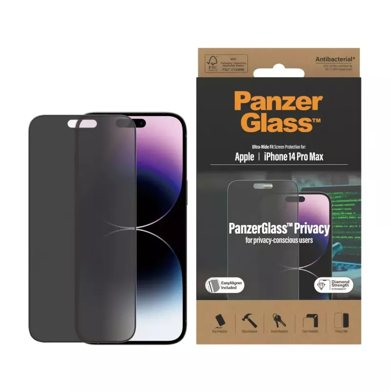 PanzerGlass ® Privacy Screen Protector iPhone 14 Pro Max | Ultra-Wide Fit met EasyAligner