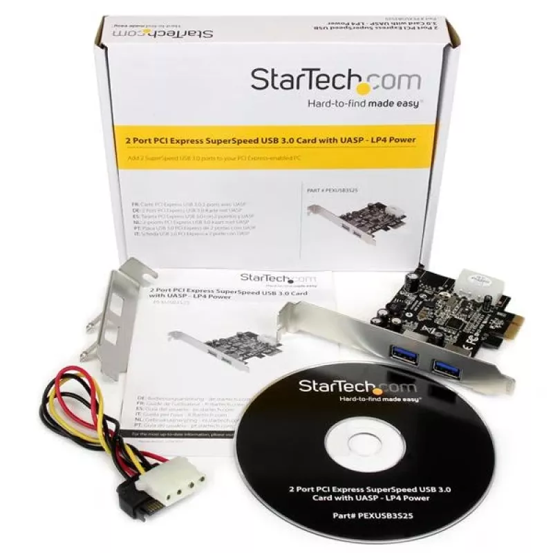 StarTech.com 2-poorts PCI Express (PCIe) SuperSpeed USB 3.0-kaartadapter met UASP - LP4-voeding