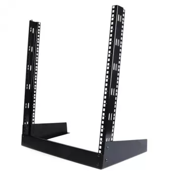 StarTech.com 2-post 12U desktop-serverrack, klein open 19-inch computerrack, compact netwerkrack voor AV-/studio-/data-/IT-apparatuur – vrijstaand two-post rack voor thuis-/kantoortoepassingen