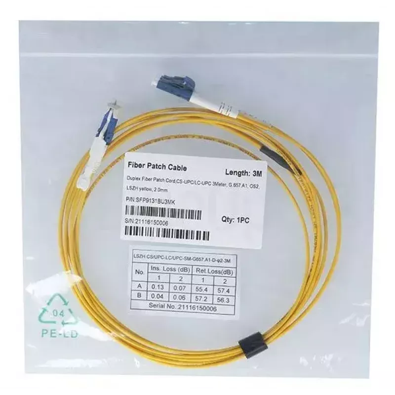 Glasvezelkabel BlueOptics SFP9131BU1MK CS LC OS2 1 m geel