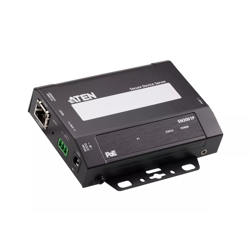 ATEN SN3001P beveiligde apparaatserver met 1 RS-232-poort en PoE, 100 Mbit LAN
