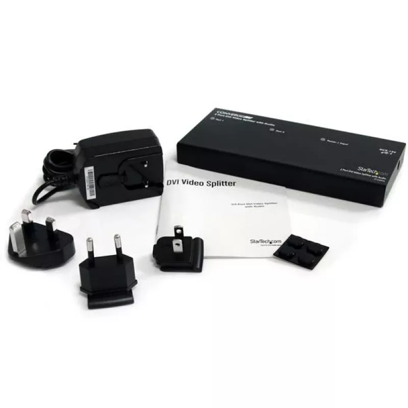 StarTech.com 2-poorts DVI videosplitter met audio – DVI, 2x DVI, 1920 x 1200 pixels, zwart, aluminium, 10 m