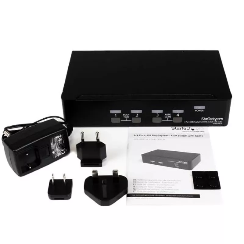 StarTech.com 4-poorts USB DisplayPort KVM-switch met audio, 3840 x 2400 pixels, zwart