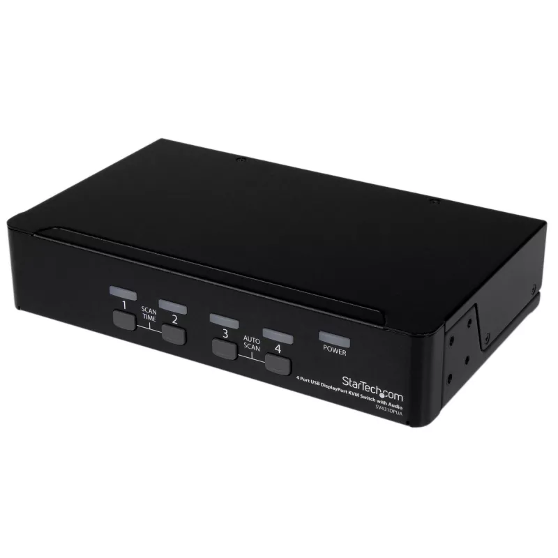 StarTech.com 4-poorts USB DisplayPort KVM-switch met audio, 3840 x 2400 pixels, zwart