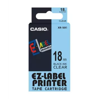 Labelband Casio XR-18X1 zwart op transparant