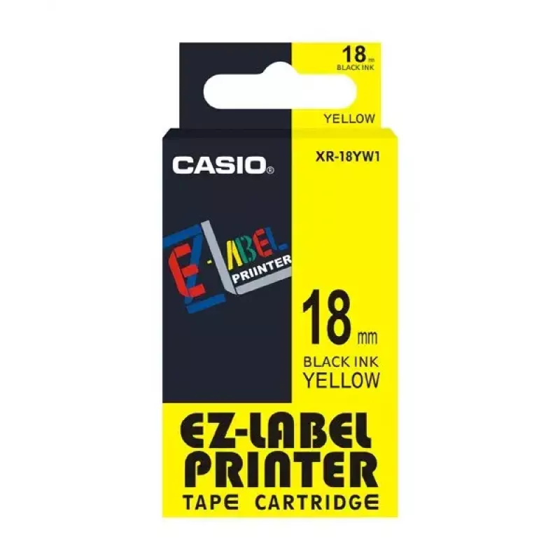 Etiketteerband Casio XR-18YW1 zwart op geel