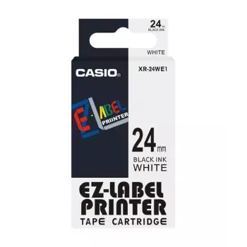 Labeltape Casio XR-24WE1 zwart op wit