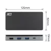 ACT USB-C 4K MST dockingstation voor 2 HDMI-monitoren, ethernet, USB-C, 3x USB-A, PD-passthrough en 1 meter afneembare verbindingskabel