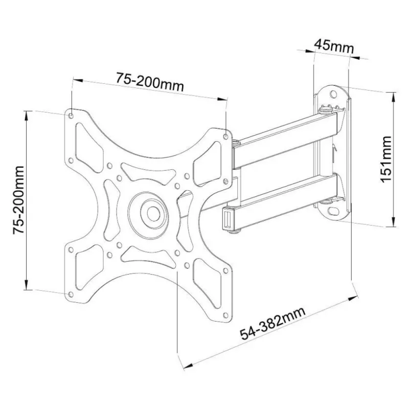Techly wandbeugel voor LCD LED 19-37'' kantelbaar 2 scharnieren zwart ICA-LCD 2923B