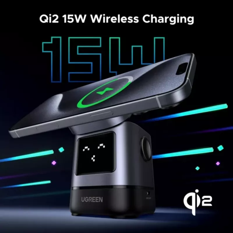 Oplader UGREEN 45775 — draadloze AC-snellader voor binnen, universeel, 1× USB-C, zwart/grijs