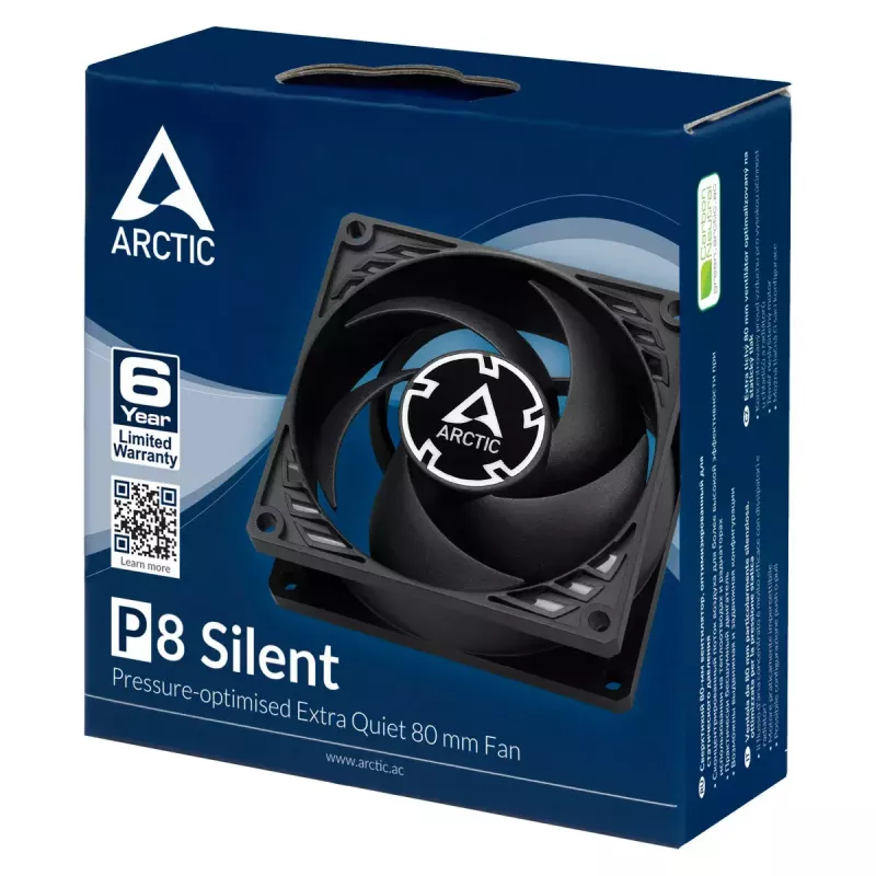ARCTIC P8 Silent – drukgeoptimaliseerde, extra stille 80-mm-ventilator