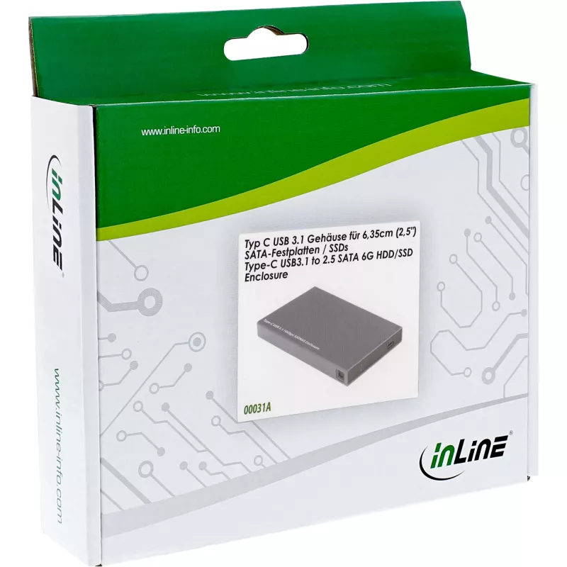 InLine Externe behuizing 2,5 inch USB 3.1, voor SATA HDD/SSD, met USB-C-aansluiting