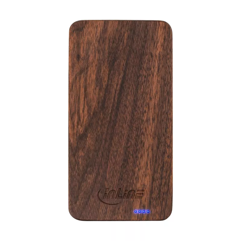 InLine woodplate, USB PowerBank 5.000mAh, met LED, walnoot
