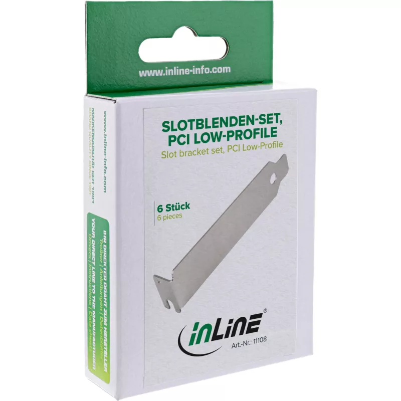InLine PCI / PCI-E / ISA low-profile-blinden voor uitbreidingskaartsleuven, 6 stuks