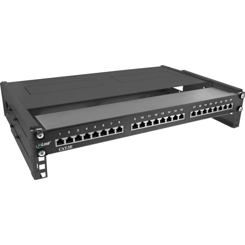 InLine 19 inch opvouwbaar rack, 2HE, 24–40 cm diep, met afdekking, zwart