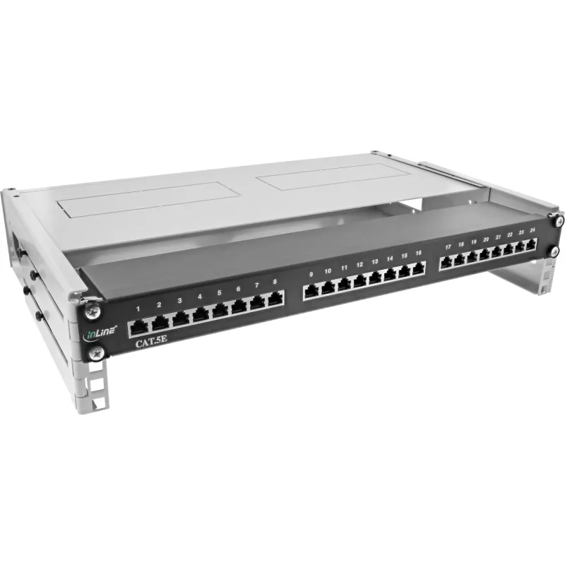 InLine 19 inch opklapbaar rack, 2HE, 24–40 cm diep, met afdekking, grijs