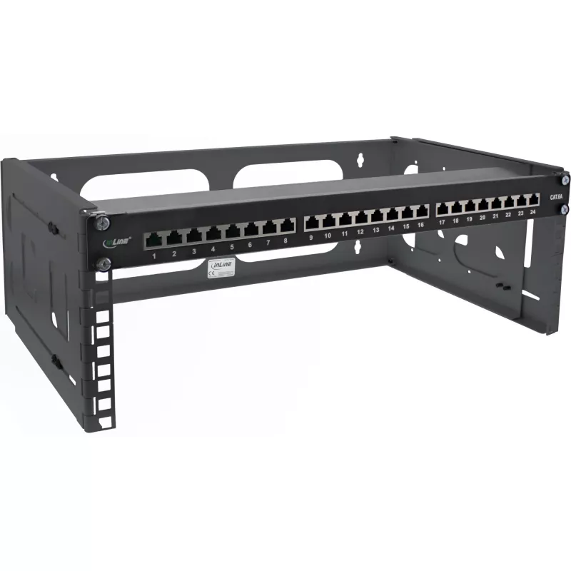 InLine 19 inch opklapbaar rack, 4U, 24-40 cm diep, zwart