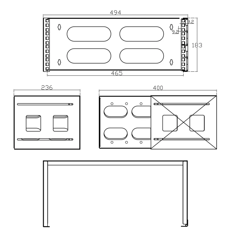 InLine 19 inch opklapbaar rack, 4U, 24-40 cm diep, zwart