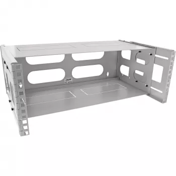 InLine 19 inch opklapbaar rack, 4HE, 24-40cm diep, met afdekking, grijs