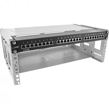 InLine 19 inch opklapbaar rack, 4HE, 24-40cm diep, met afdekking, grijs