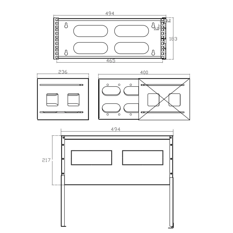 InLine 19 inch opklapbaar rack, 4HE, 24-40cm diep, met afdekking, grijs
