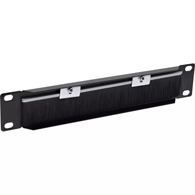 InLine 10 inch kabeldoorvoerblende met borstel, 1HE, RAL 9005 zwart