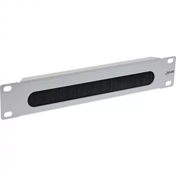 InLine 10 inch kabeldoorvoerplaat met borstel, 1U, RAL 7035 grijs