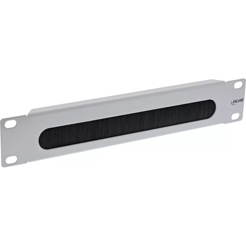 InLine 10 inch kabeldoorvoerplaat met borstel, 1U, RAL 7035 grijs