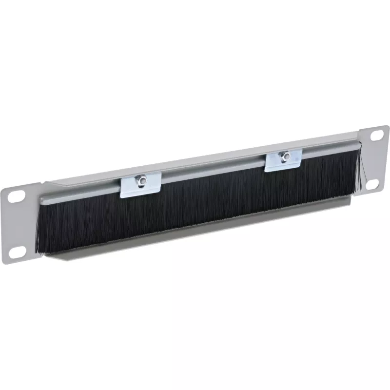 InLine 10 inch kabeldoorvoerplaat met borstel, 1U, RAL 7035 grijs